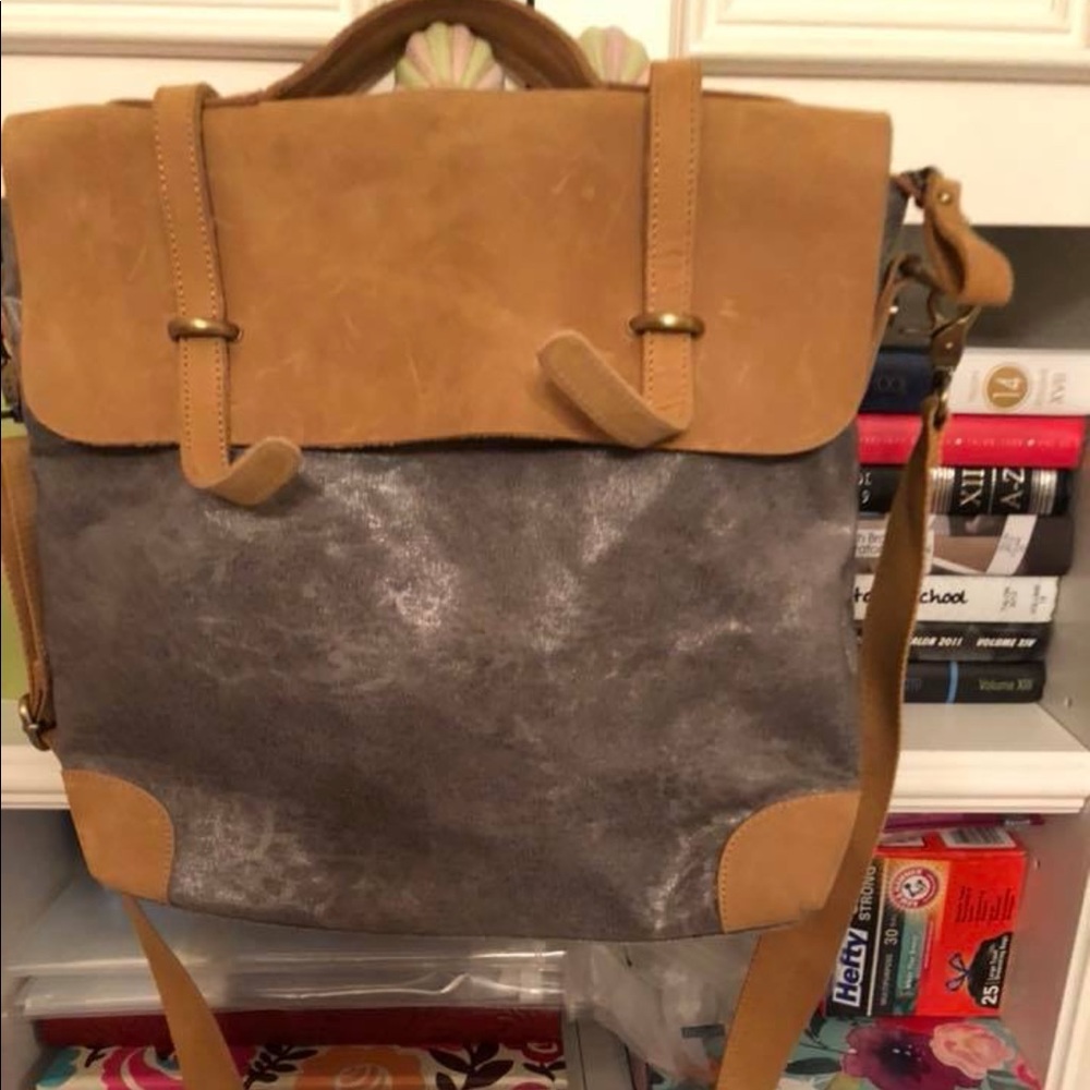 Grey and Brown Anthropologie Laptop Bag